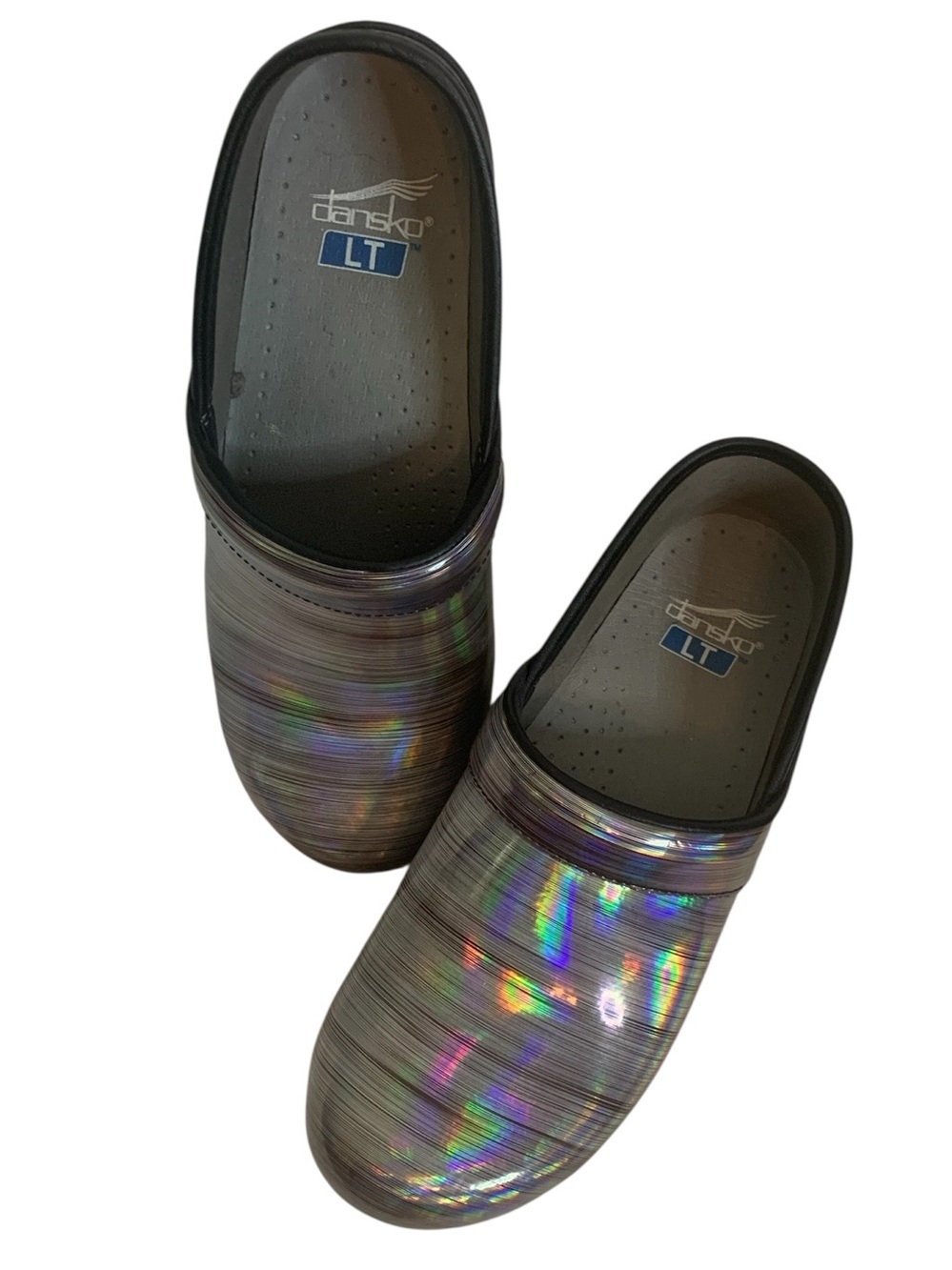 Dansko LT Pro Prism Metallic Patent Leather Clogs Holographic 6.5-7